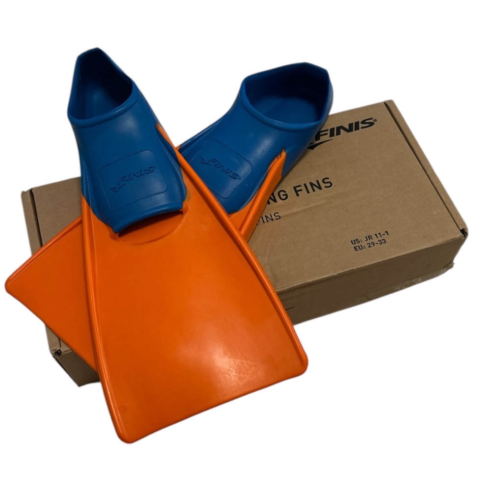 FINIS Kids Swim Fins - Blue and Orange Us Jr 11-1(size 2-3),EU 29-33 - Picture 2 of 4
